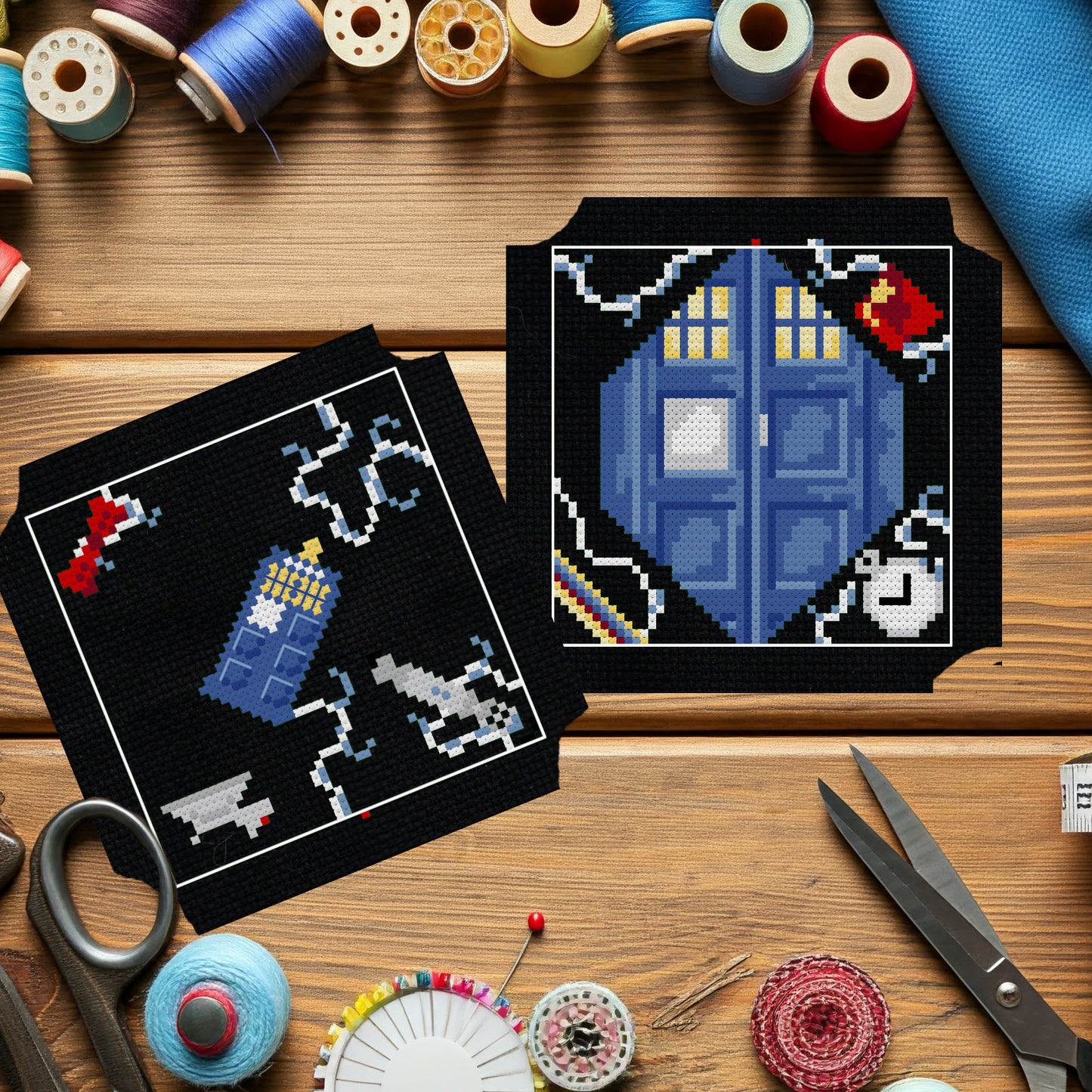 Biscornwho - Doctor Who inspired Biscornu Cross Stitch Pattern - instant PDF download