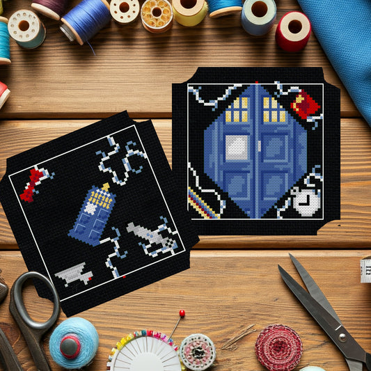 Biscornwho - Doctor Who inspired Biscornu Cross Stitch Pattern - instant PDF download