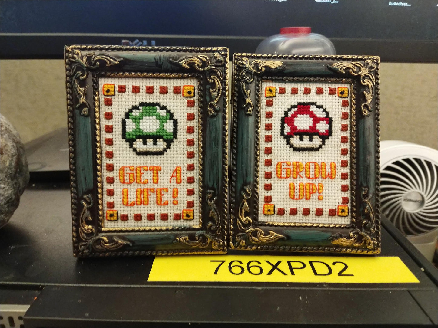 Mushroom Power-up Diptych: "Grow up" and "Get A Life"