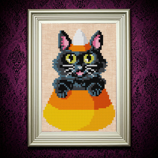 Kittycorn (Candy Corn Kitten) Cross Stitch Pattern - Instant PDF Download