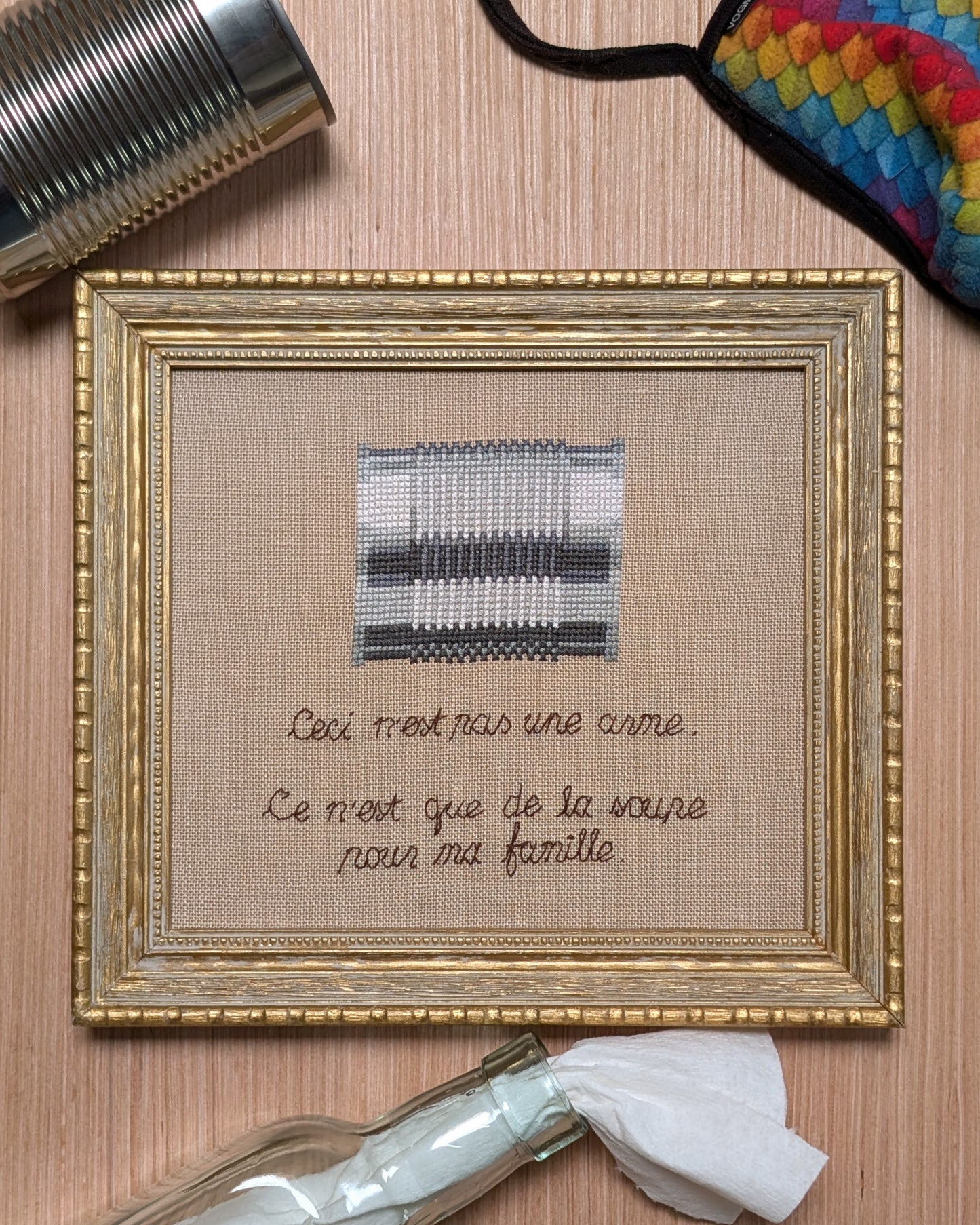 Soup for my Family Cross Stitch Pattern: Renee Magritte culture jam (Instant PDF Download)