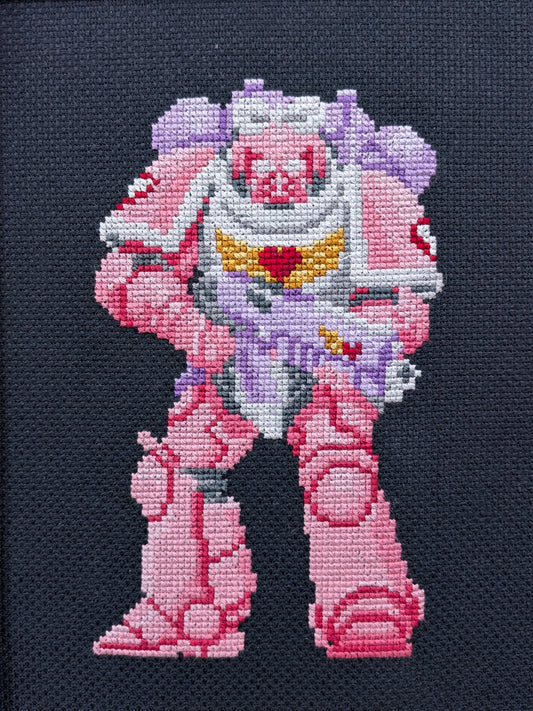 Pastel Grimdark Space Marine Cross Stitch Pattern (40K Parody)