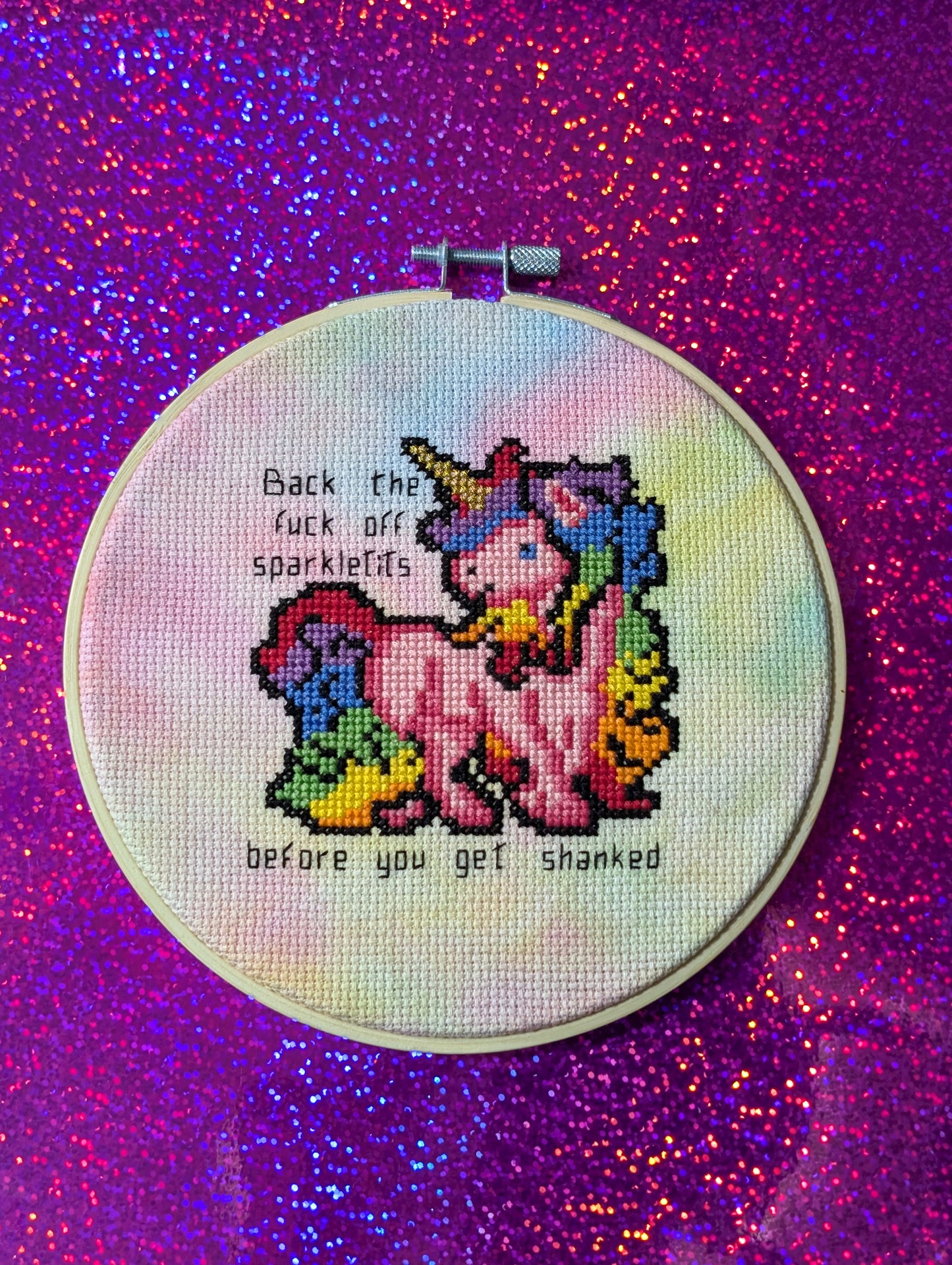 Stabby Rainbow Unicorn Cross Stitch Pattern - instant PDF Download