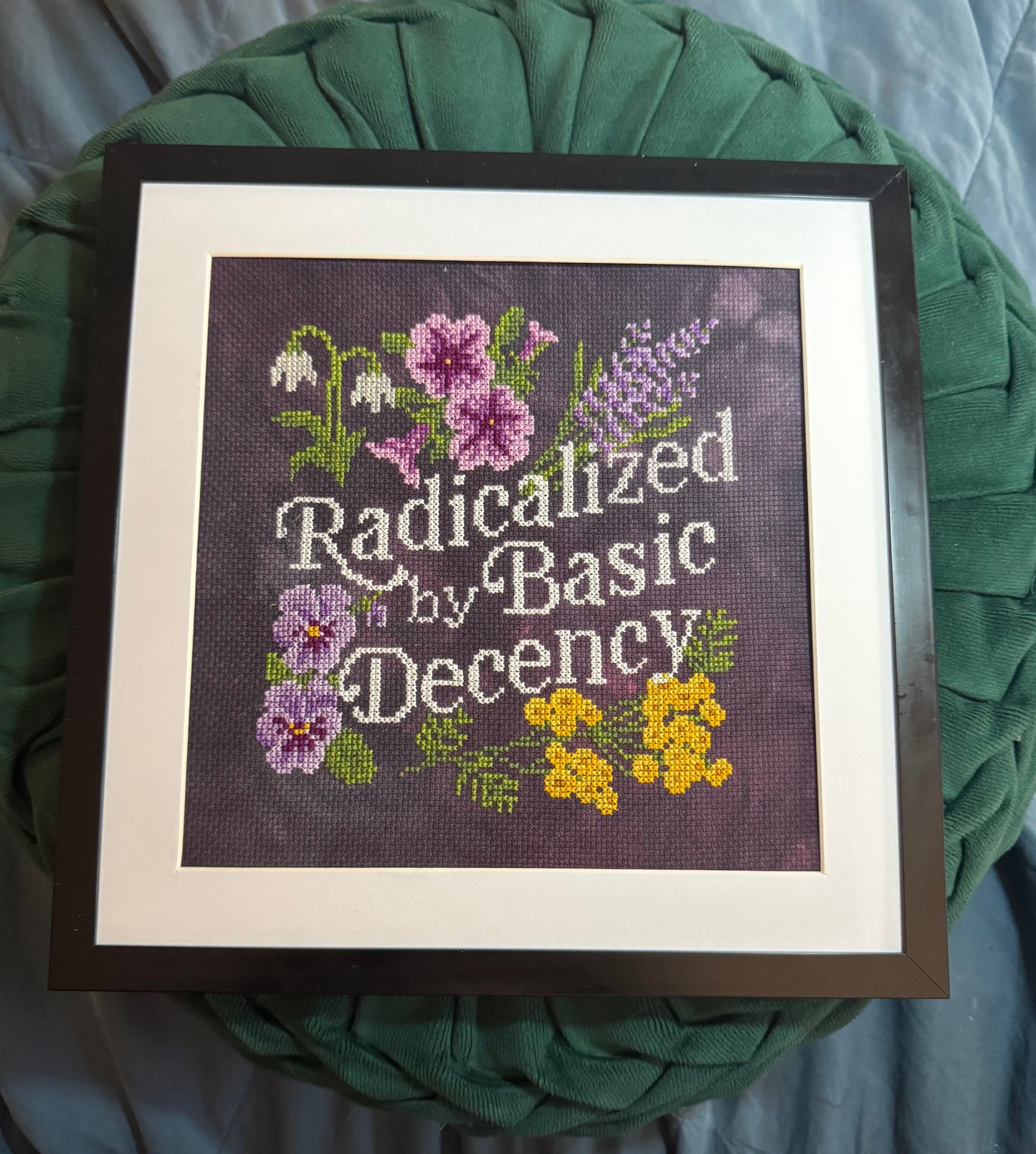 Radicalized by Basic Decency (Floriography) Cross Stitch Pattern - Instant PDF Download