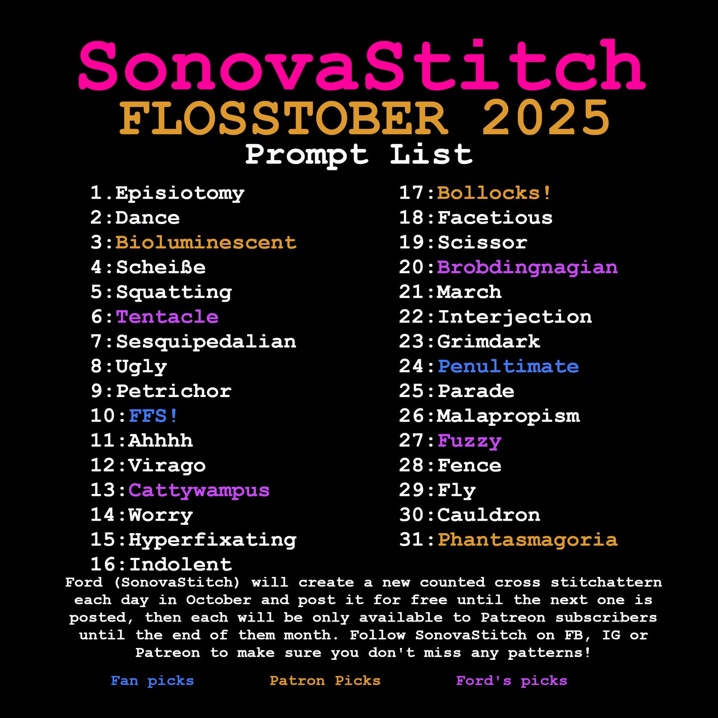 Flosstober 2025 Patterns