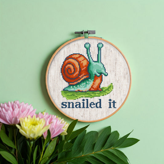 Snailed It Cross Stitch Pattern - instant PDF Download