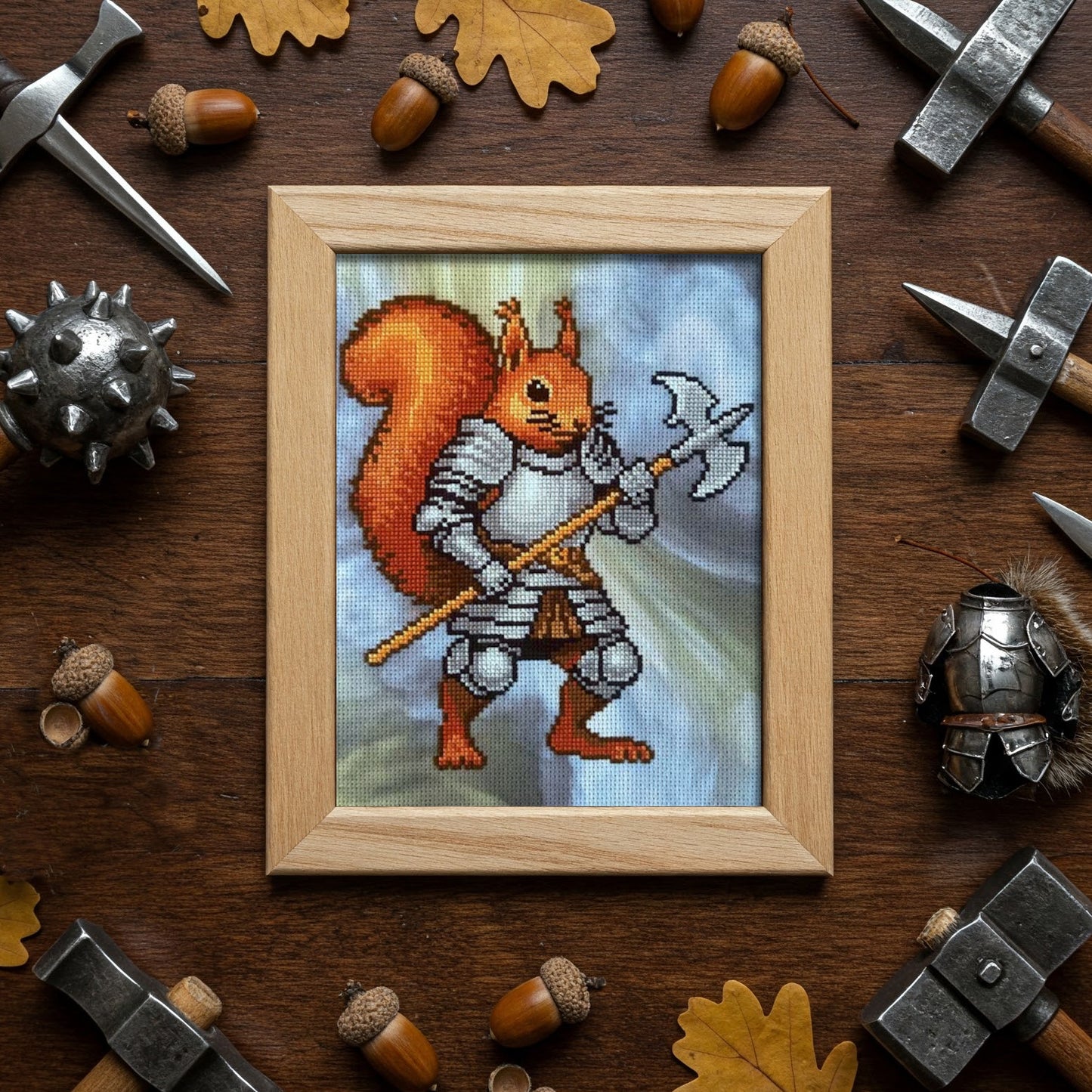 Squirrel Knight Cross Stitch Pattern - instant PDF download