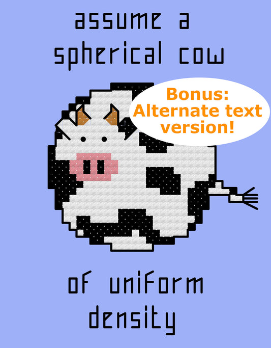 Spherical Cow digital cross stitch pattern - Jokes for science nerds (instant download)