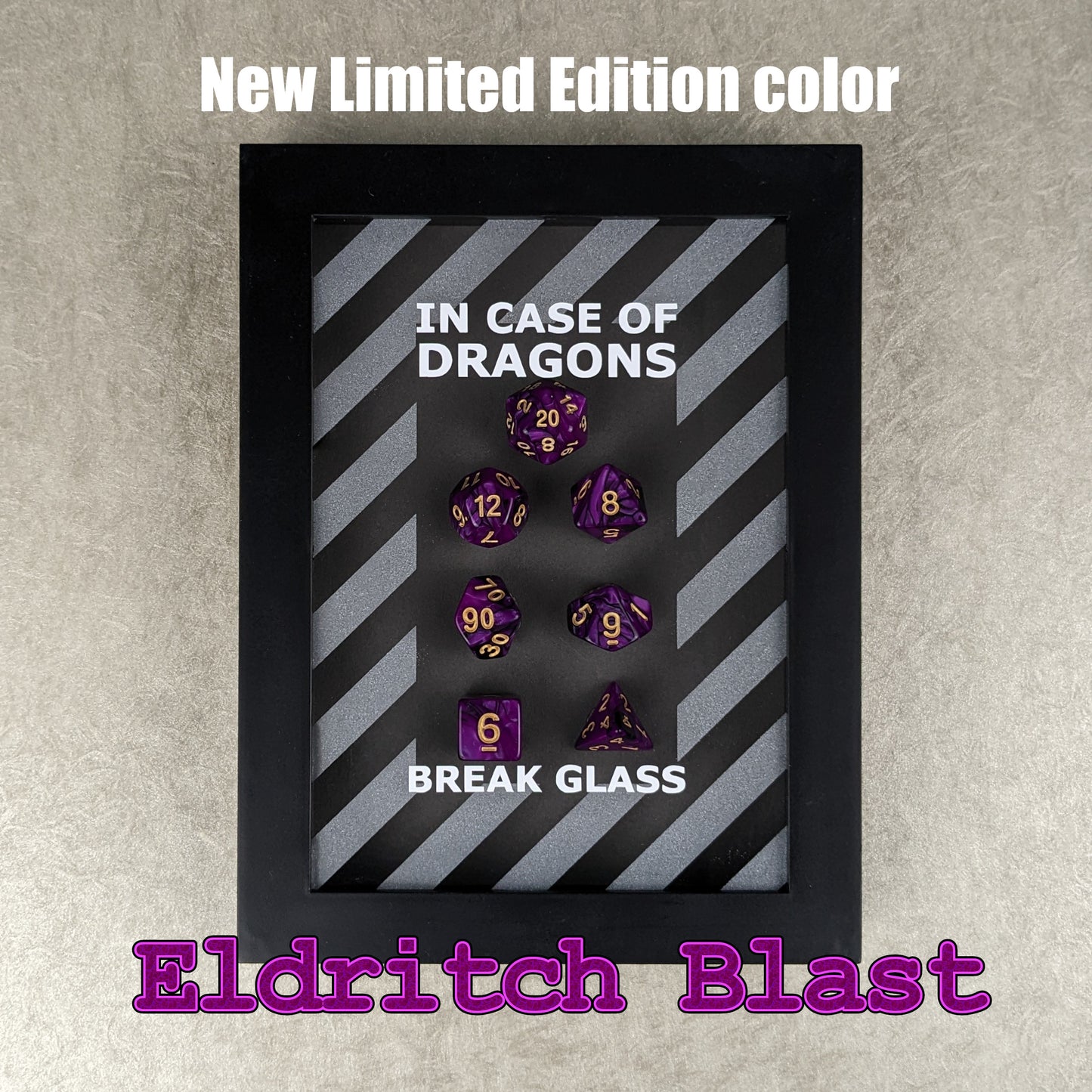 Emergency Dice Kit: In case of dragons break glass - Funny Gift for DND/D&D Roleplaying Game RPG fans. (Shadow Box decor)