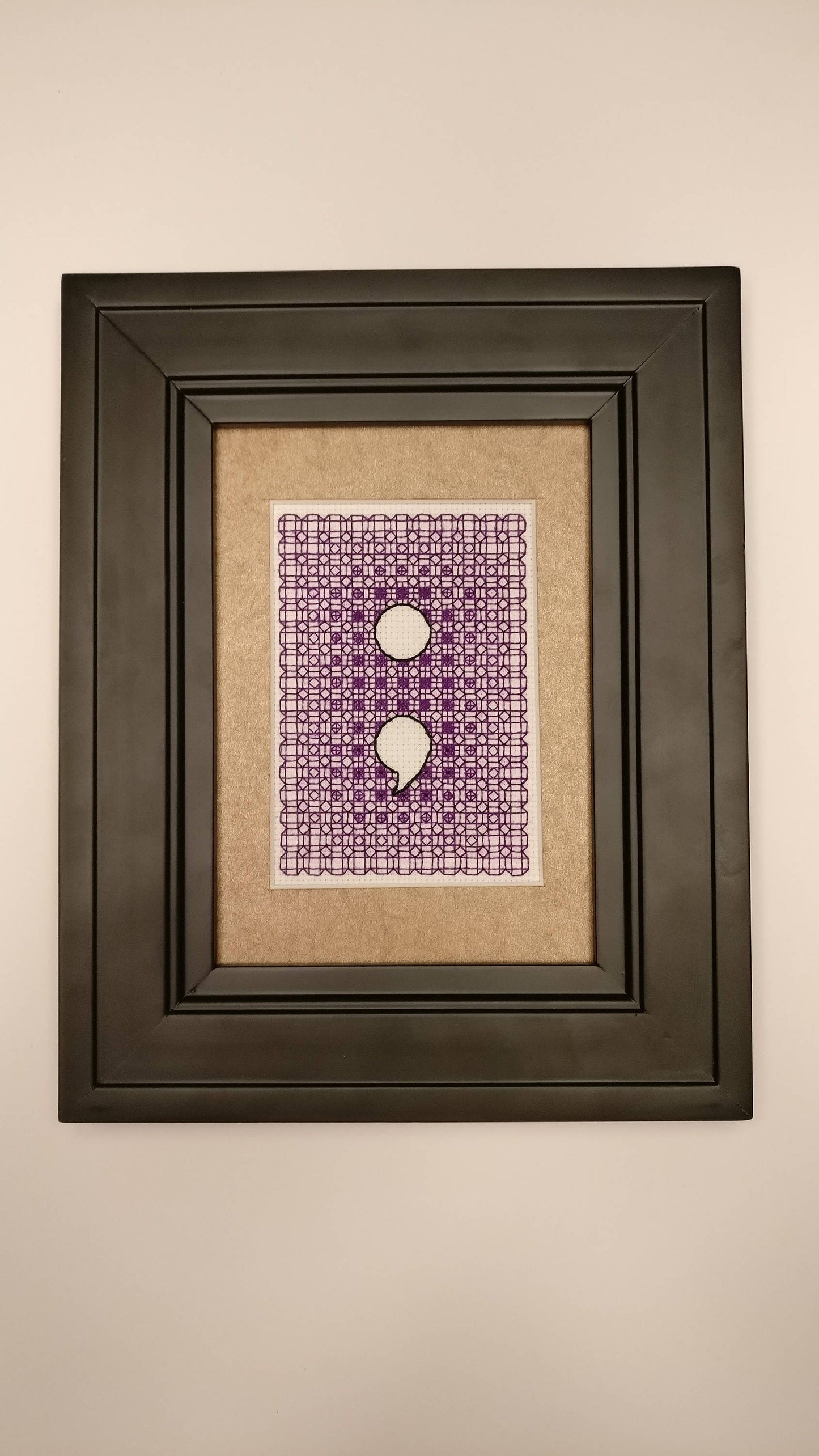 Proceeds donated: Semicolon cross stitch blackwork black work pattern - PDF Download