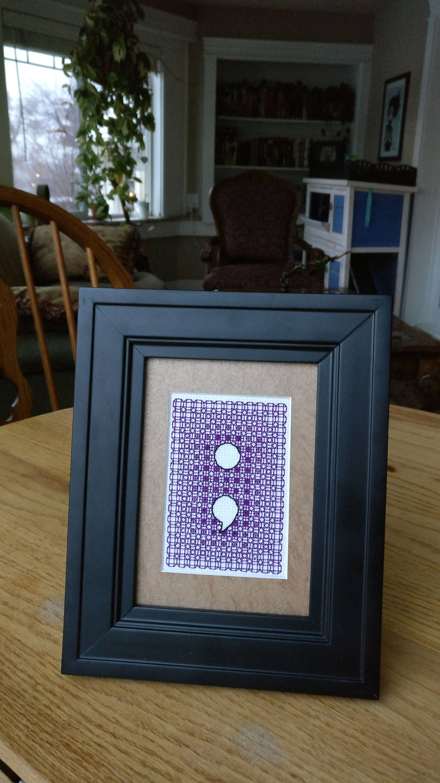 Proceeds donated: Semicolon cross stitch blackwork black work pattern - PDF Download