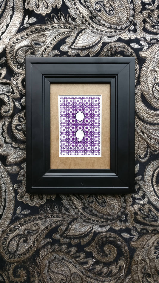 Proceeds donated: Semicolon cross stitch blackwork black work pattern - PDF Download