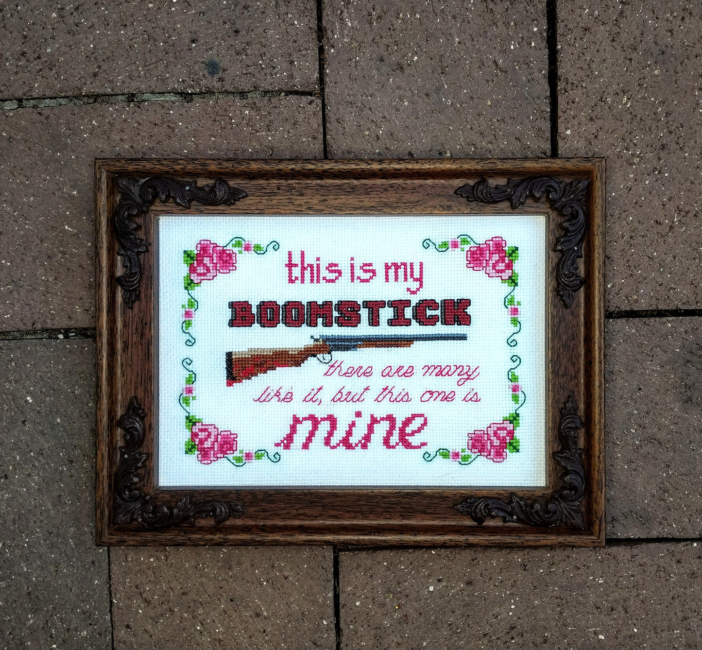 This is my boomstick: Evil Dead and Full Metal Jacket Mashup Cross Stitch Pattern - Instant PDF Download