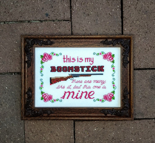 This is my boomstick: Evil Dead and Full Metal Jacket Mashup Cross Stitch Pattern - Instant PDF Download