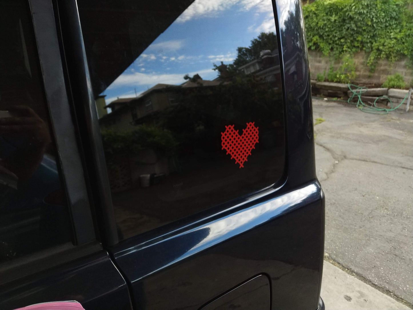 Cross Stitch Heart vinyl decal - free US shipping