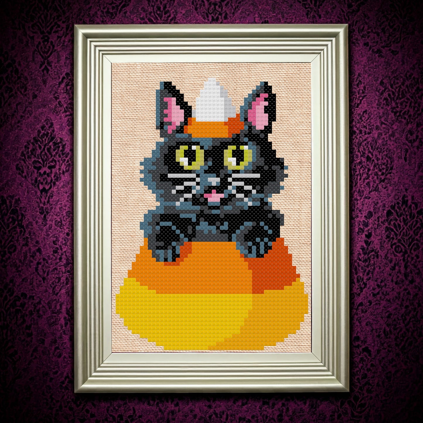 Kittycorn (Candy Corn Kitten) Cross Stitch Pattern - Instant PDF Download