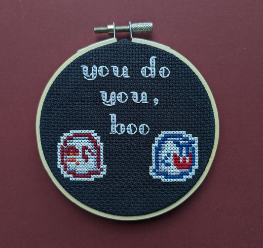 "you do you, boo" Retro gaming inspired Cross Stitch Pattern - Instant PDF Download