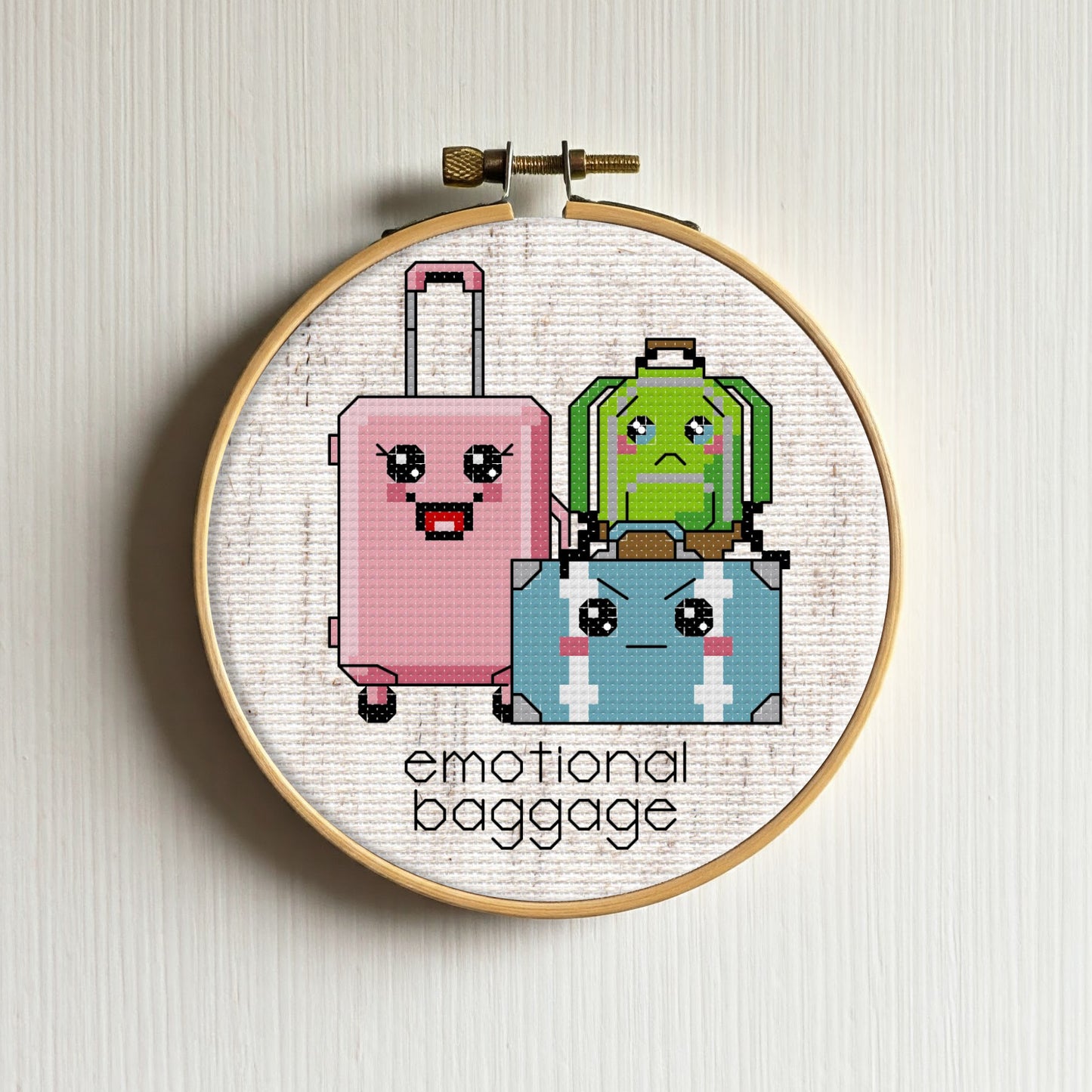 Emotional Baggage Cross Stitch Pattern - instant PDF Download