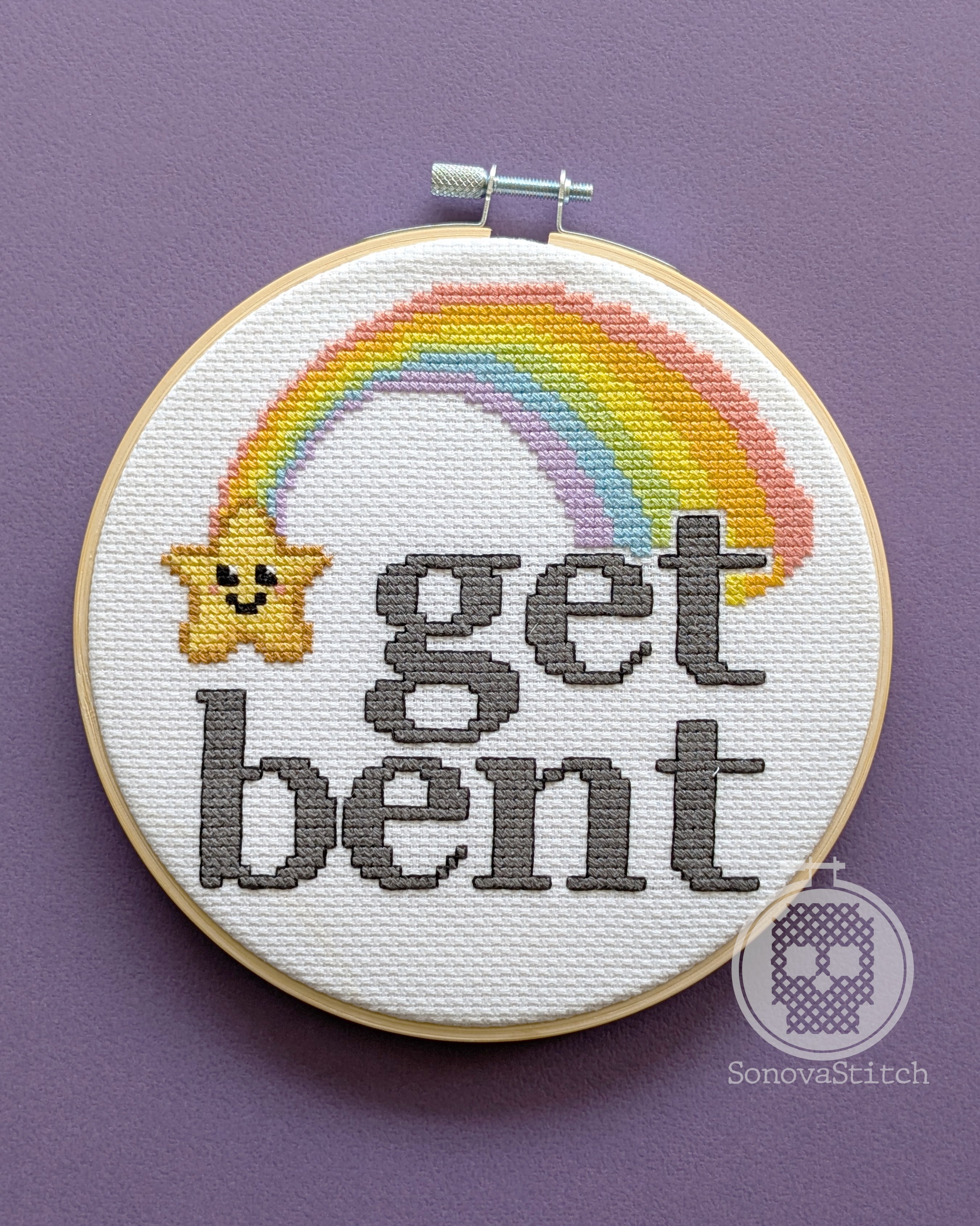 Get Bent - pastel rainbow cross stitch pattern - instant PDF download ...