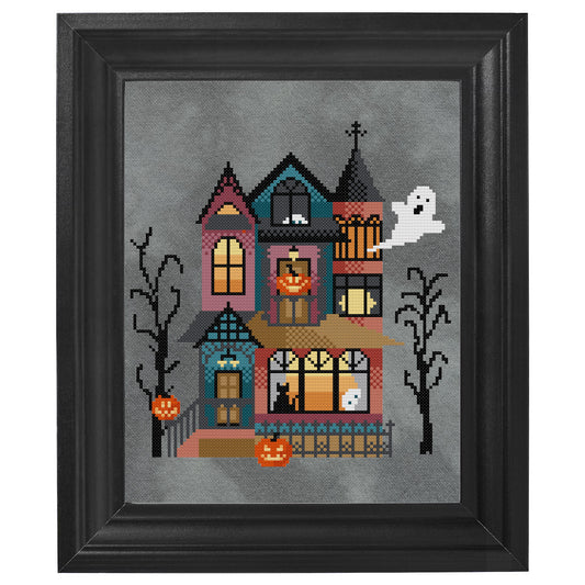 Haunted Victorian mansion cross stitch pattern - instant PDF Download