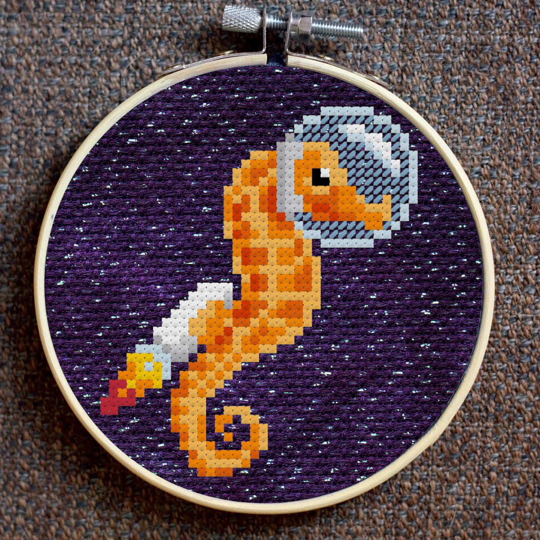 Space Seahorse (Hippocosmos) Cross Stitch Pattern - instant PDF Download