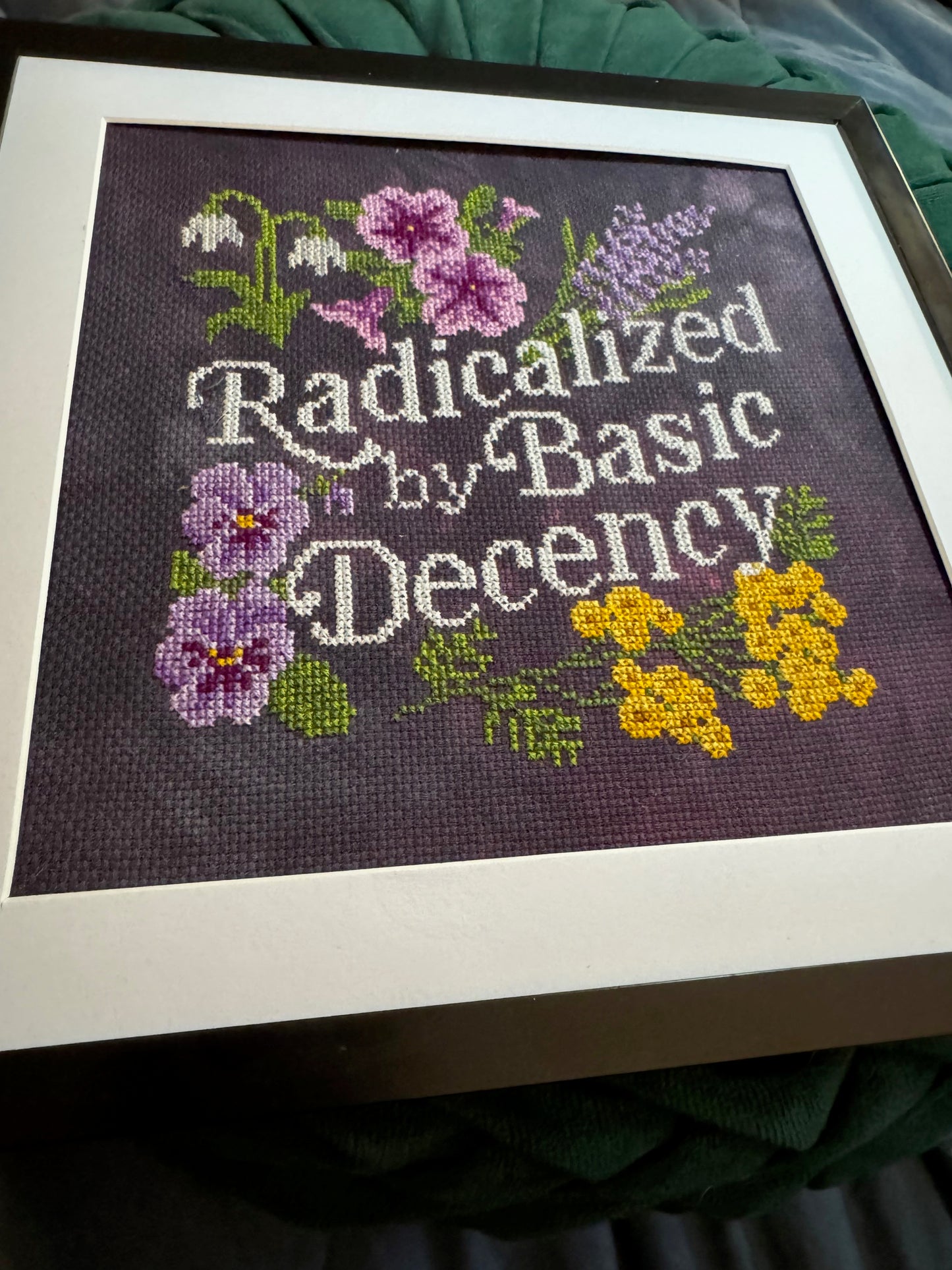 Radicalized by Basic Decency (Floriography) Cross Stitch Pattern  - Instant PDF Download