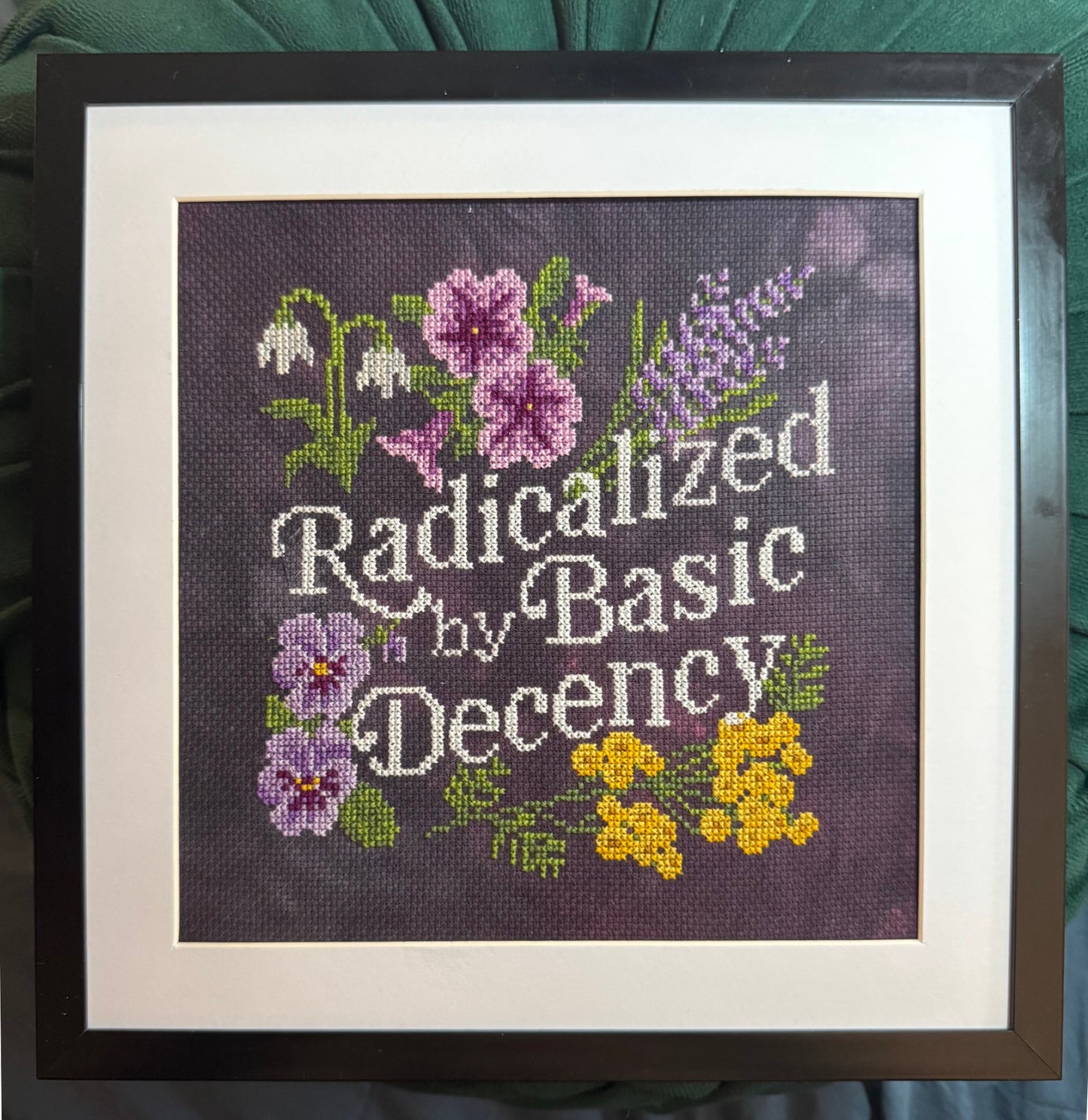 Radicalized by Basic Decency (Floriography) Cross Stitch Pattern  - Instant PDF Download