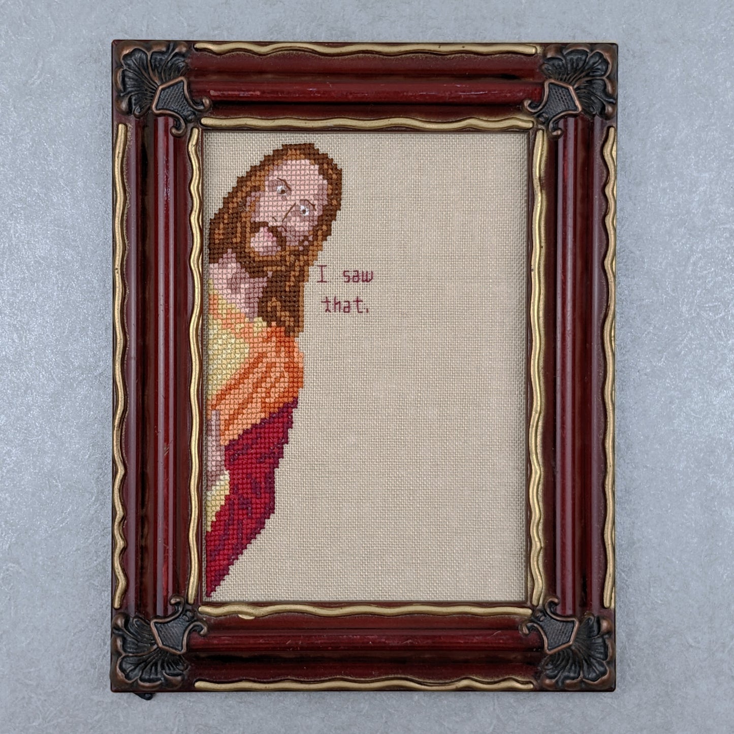 Peeking Jesus Meme PDF cross stitch pattern