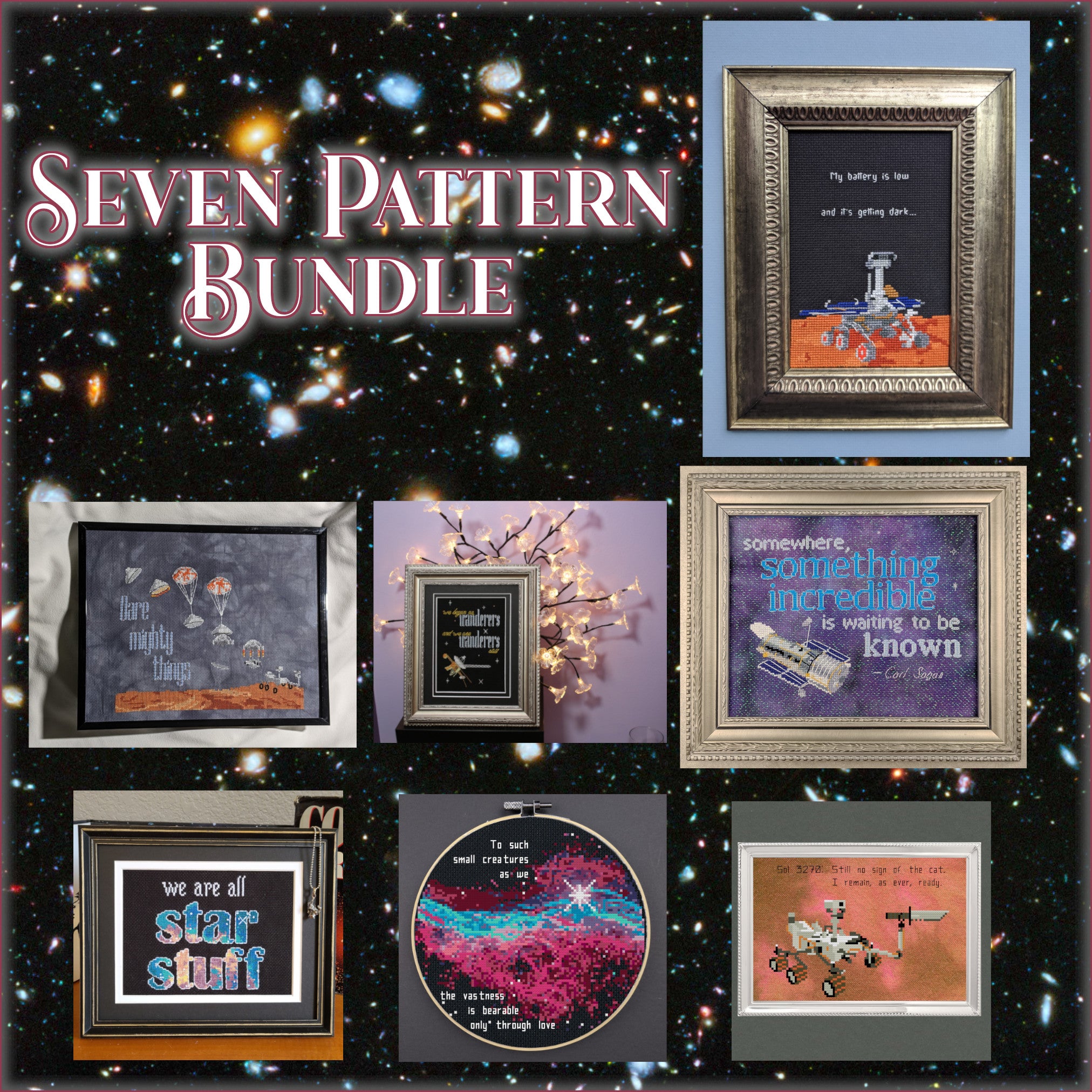 PATTERN BUNDLE - Seven amazing NASA, Space, and Carl Sagan patterns in ...