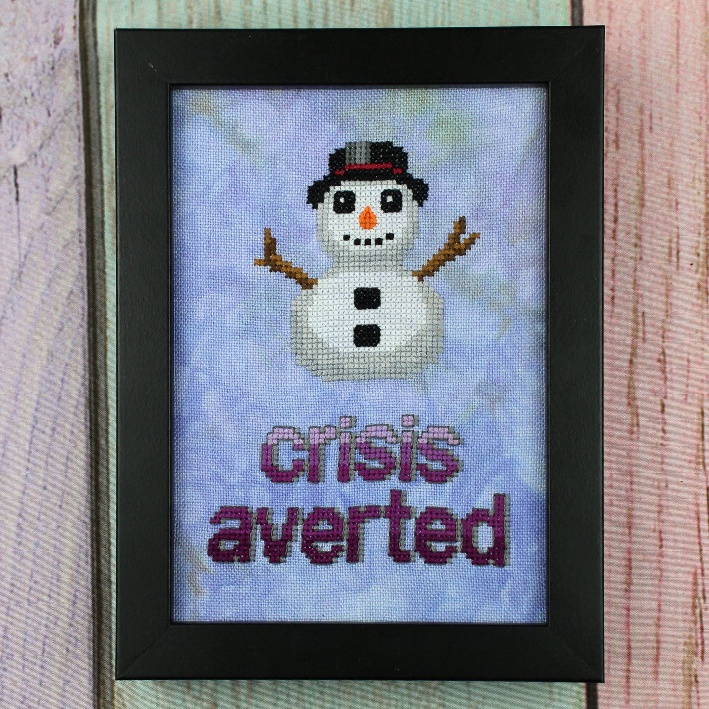 Crisis Averted (Snowman Emoji) Cross Stitch Pattern - instant PDF Download