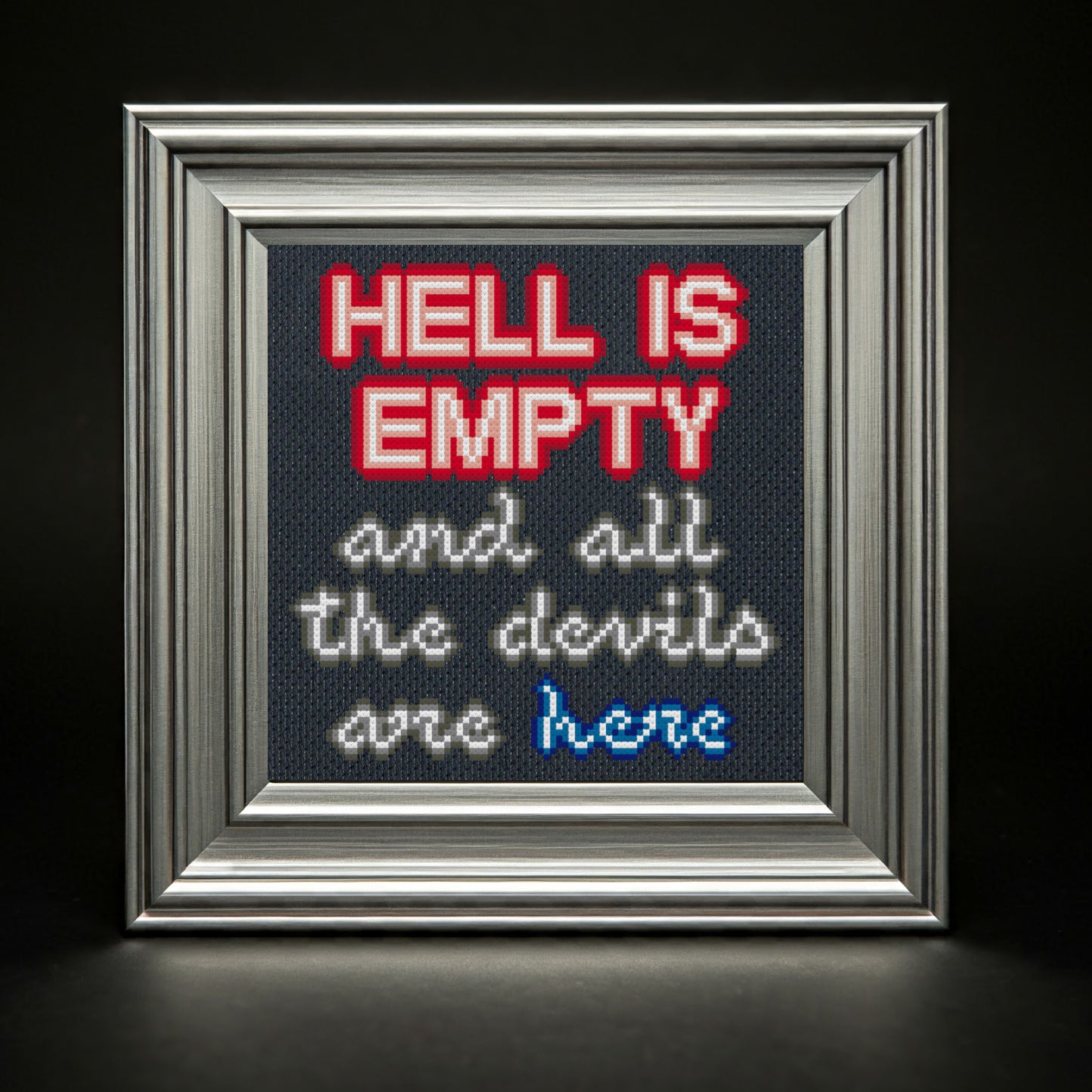 Hell is Empty neon sign Cross Stitch Pattern - instant PDF Download