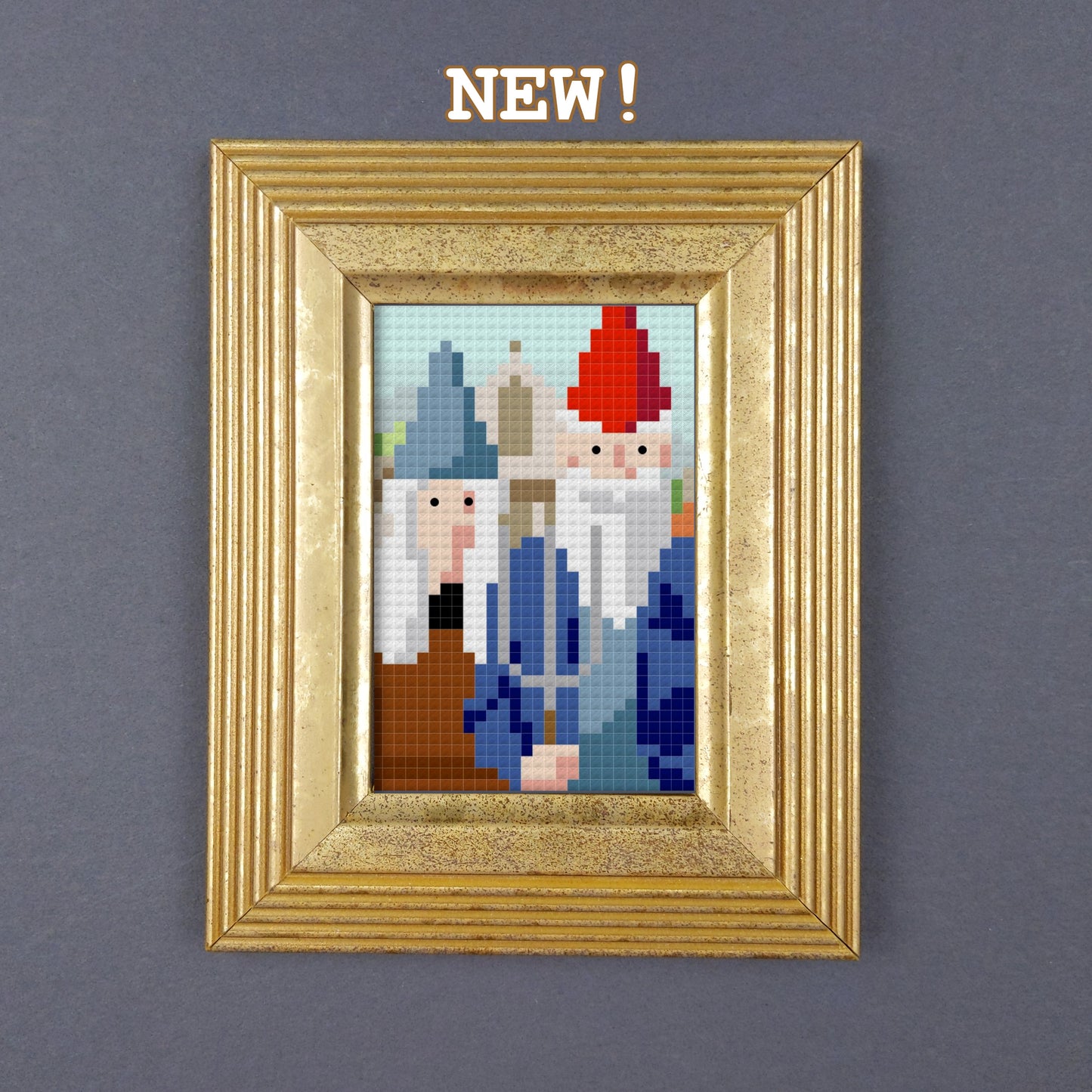 Gnomasterpieces Cross Stitch patterns - 10 Tiny Xstitch versions of famous paintings, but with gnomes - instant PDF Download