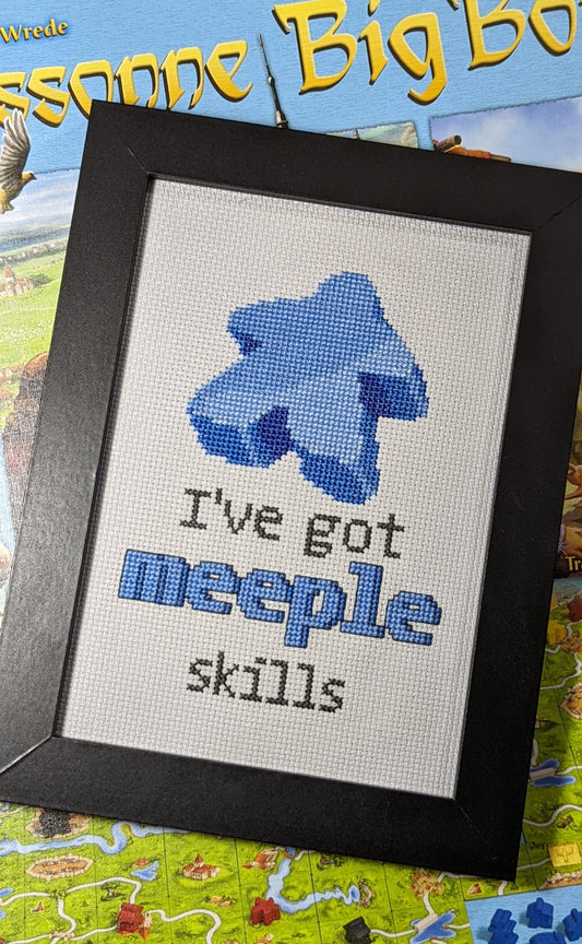Meeple Skills cross stitch pattern (great beginner project) +bonus alternate
