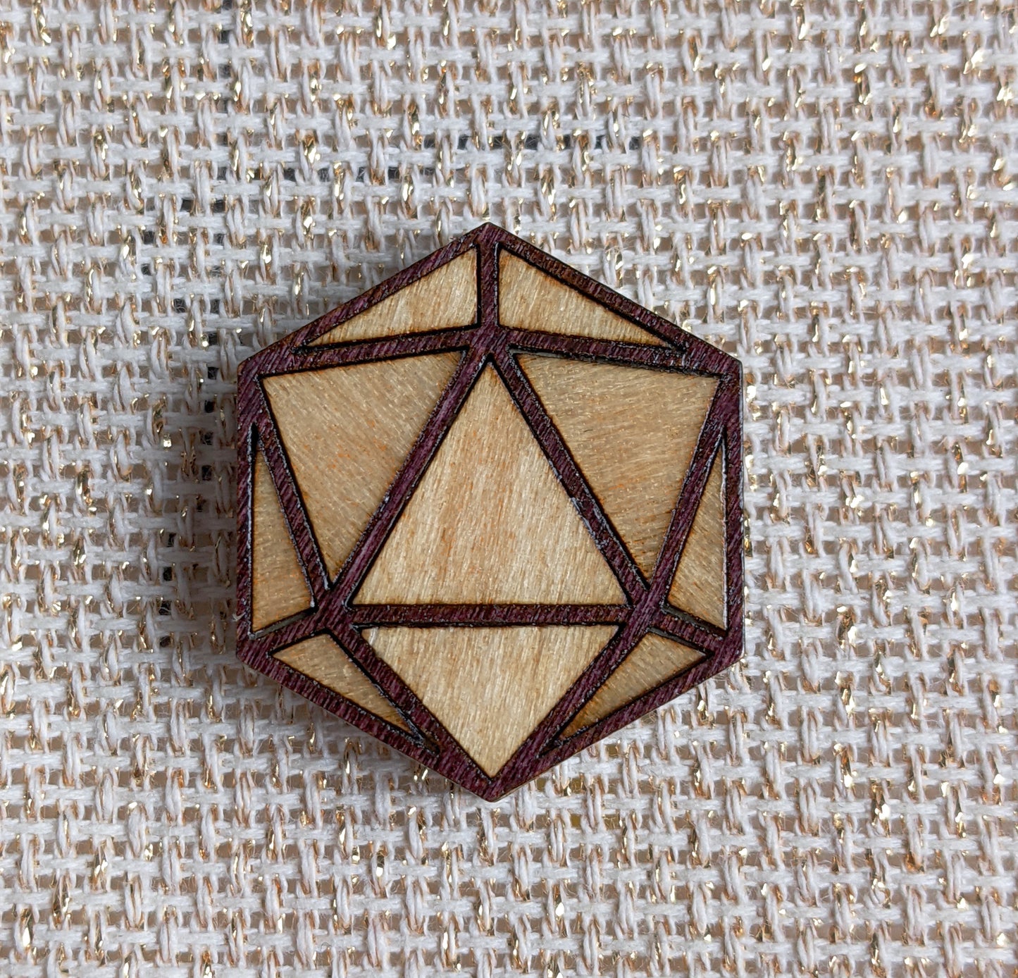 Luxury wooden D20 inspired Marquetry Needleminder