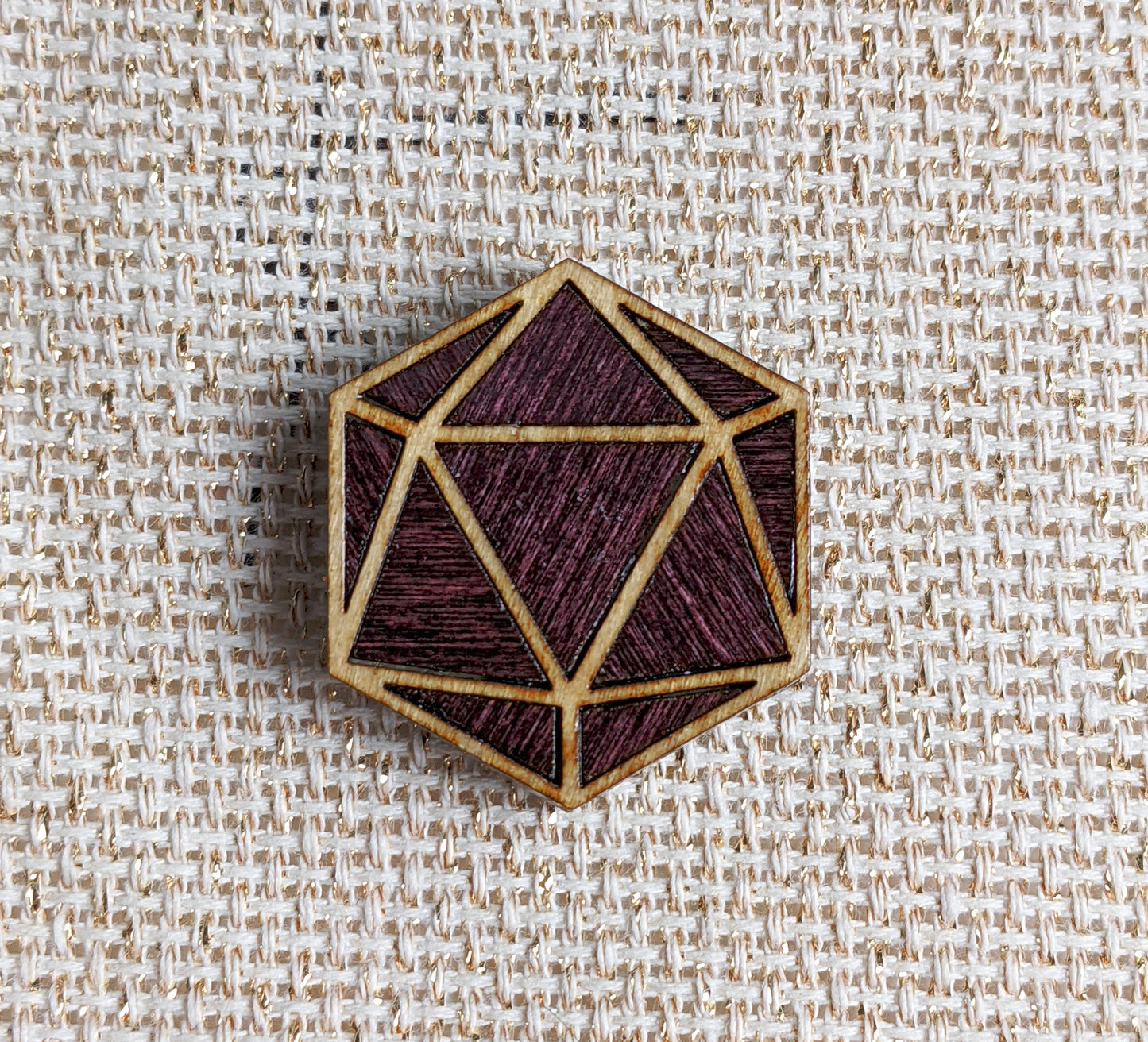 Luxury wooden D20 inspired Marquetry Needleminder