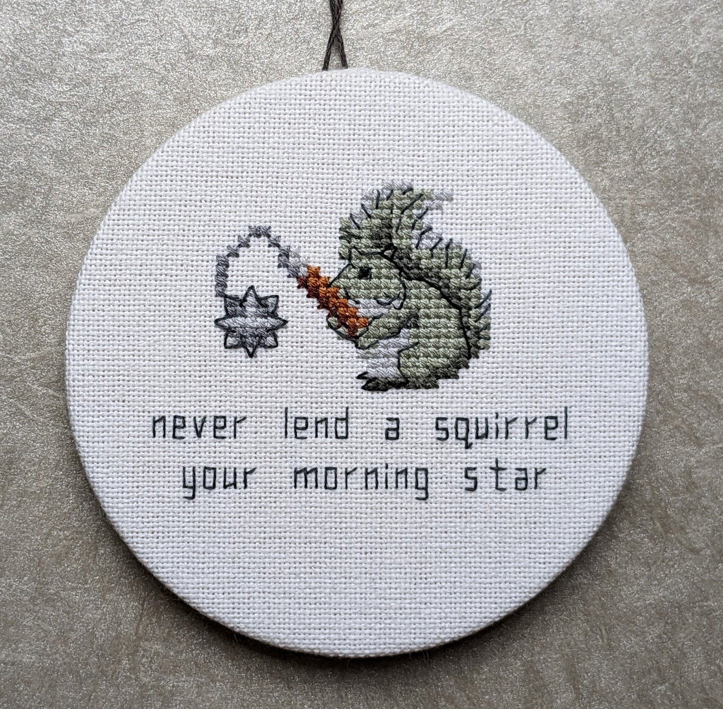 Safety Third: Never Lend a Squirrel Your Morning Star cross stitch pattern  - instant PDF download