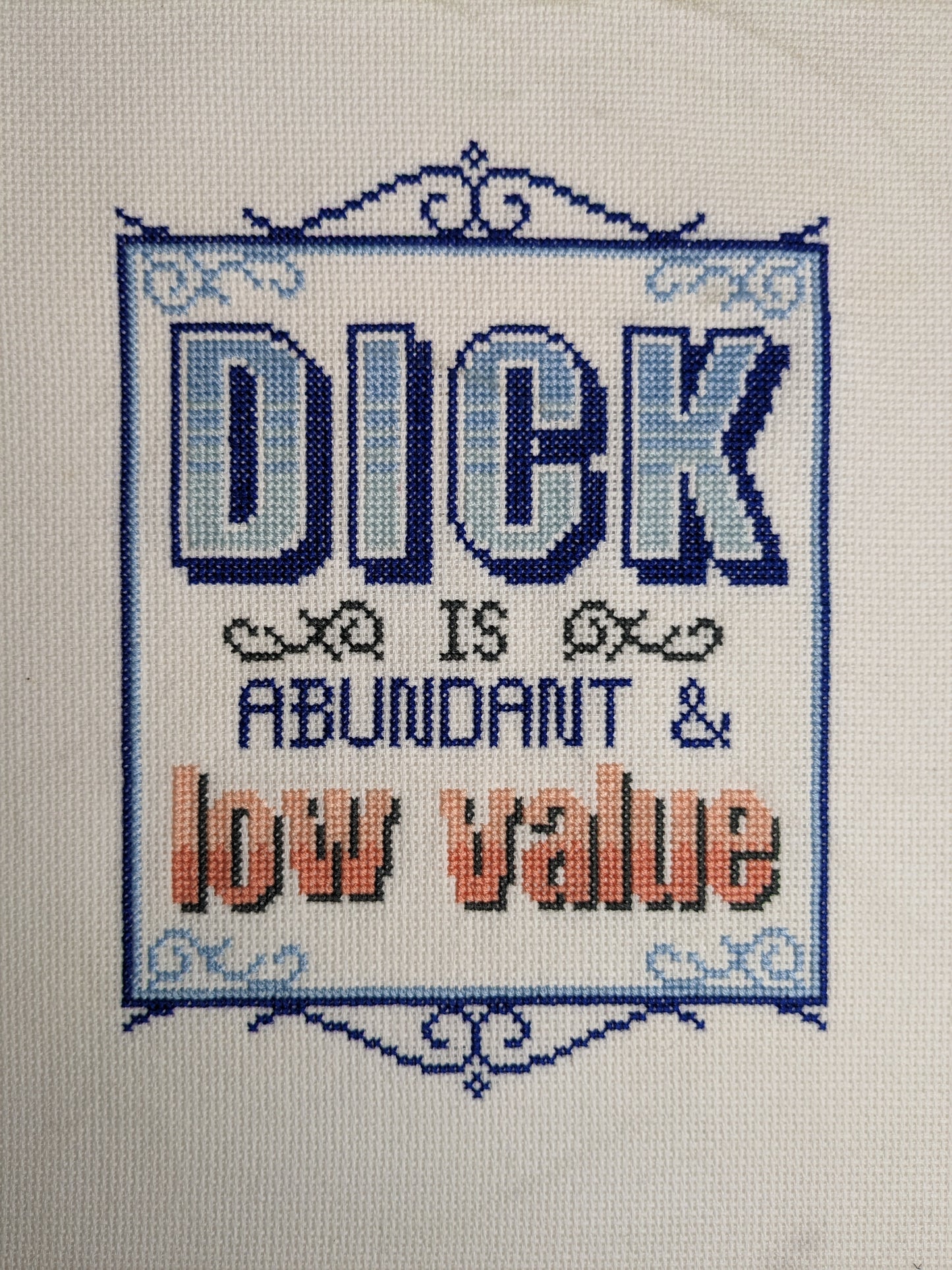 Dick is Abundant and Low Value cross stitch pattern - instant PDF download