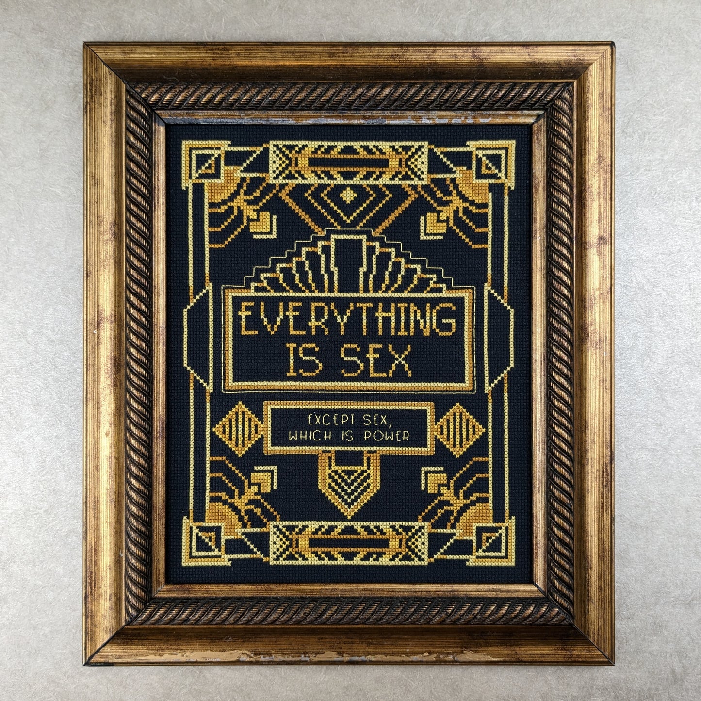 Everything is Sex (except sex, which is power) Art Deco style cross stitch pattern- Instant PDF Download
