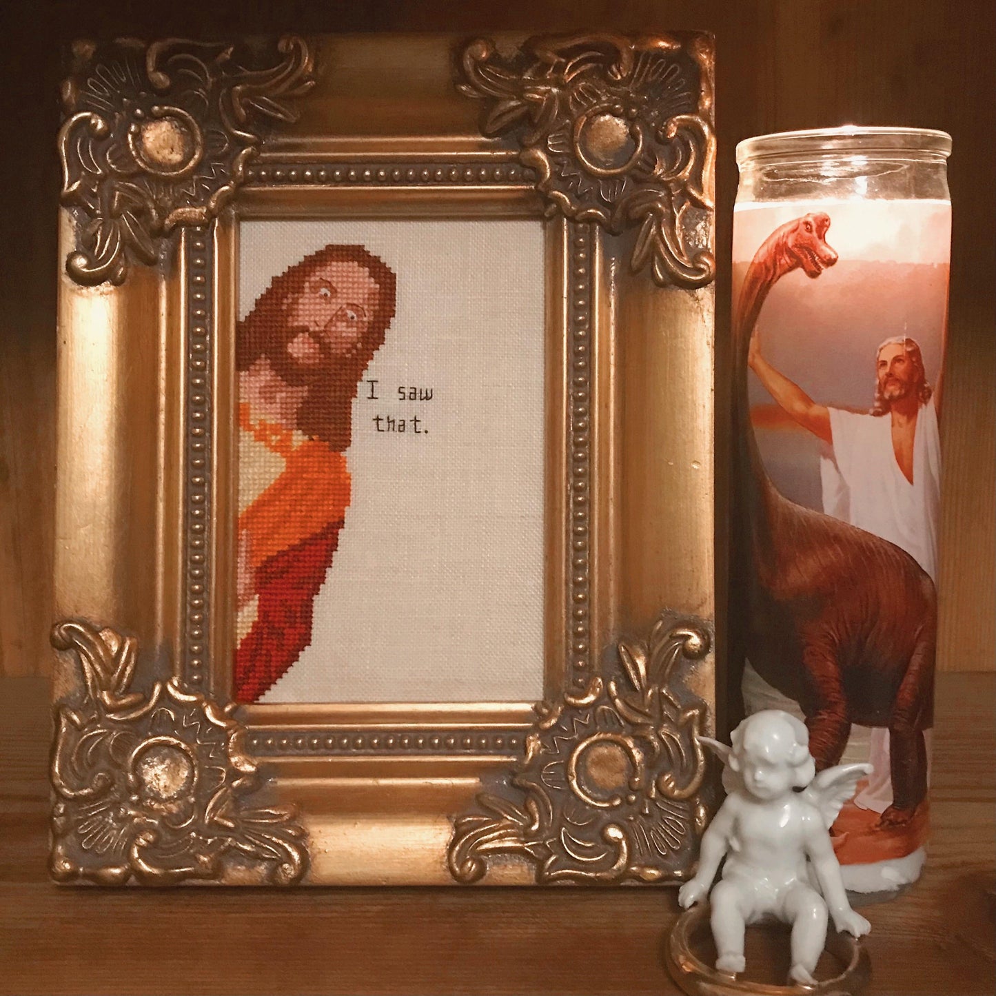 Peeking Jesus Meme PDF cross stitch pattern