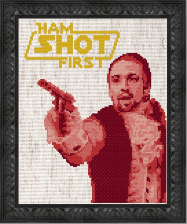 Ham Shot First Star Wars/Hamilton mashup PDF Cross stitch pattern