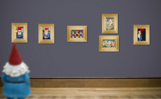 Gnomasterpieces Cross Stitch patterns - 10 Tiny Xstitch versions of famous paintings, but with gnomes - instant PDF Download