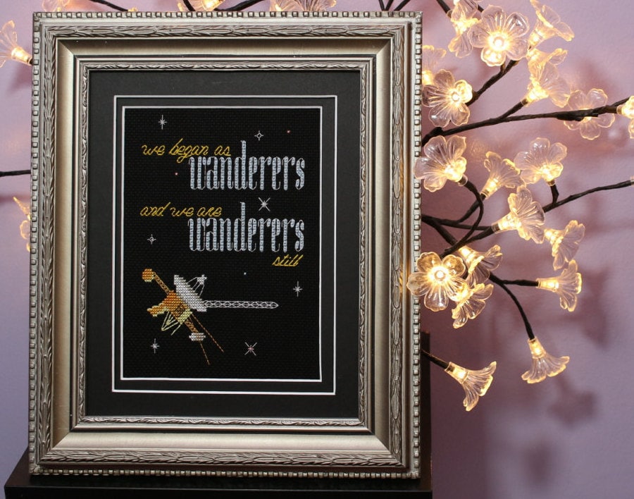 Carl Sagan Quote Cross Stitch Pattern "Wanderers" (ft Voyager I Spacecraft)