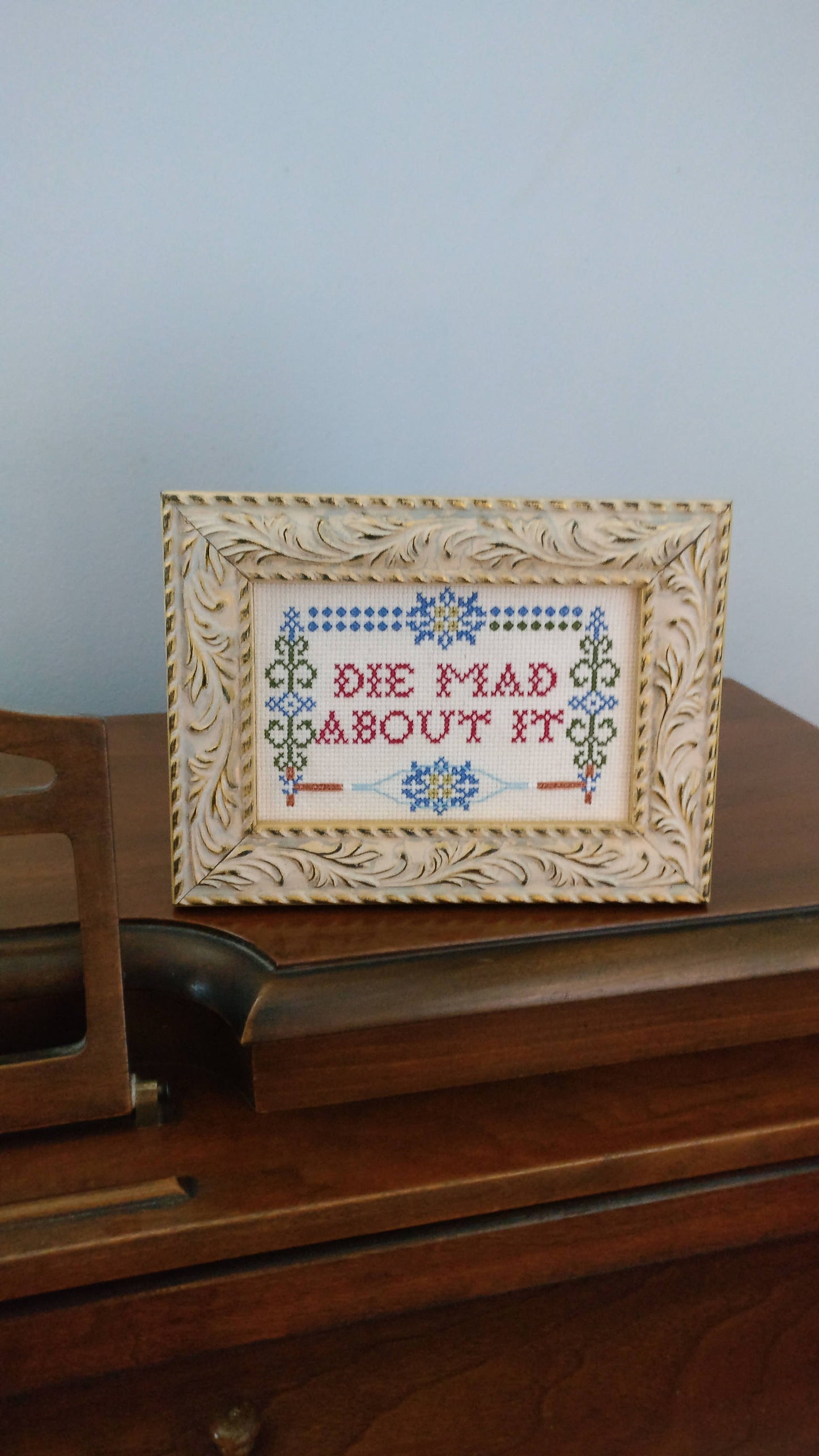 Die Mad About It subversive funny cross stitch PDF pattern