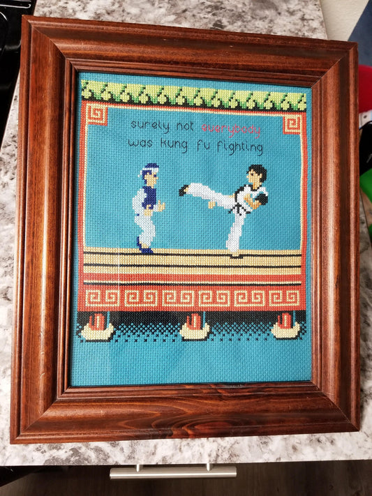 Surely not EVERYBODY was kung fu fighting - Classic Nintendo NES 8-bit game (Kung Fu) inspired cross stitch Pattern: PDF Instant download