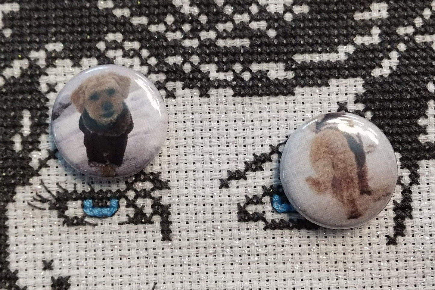 Personalized double-sided reversible photo needle minder set - very strong magnets - any image or content you want!