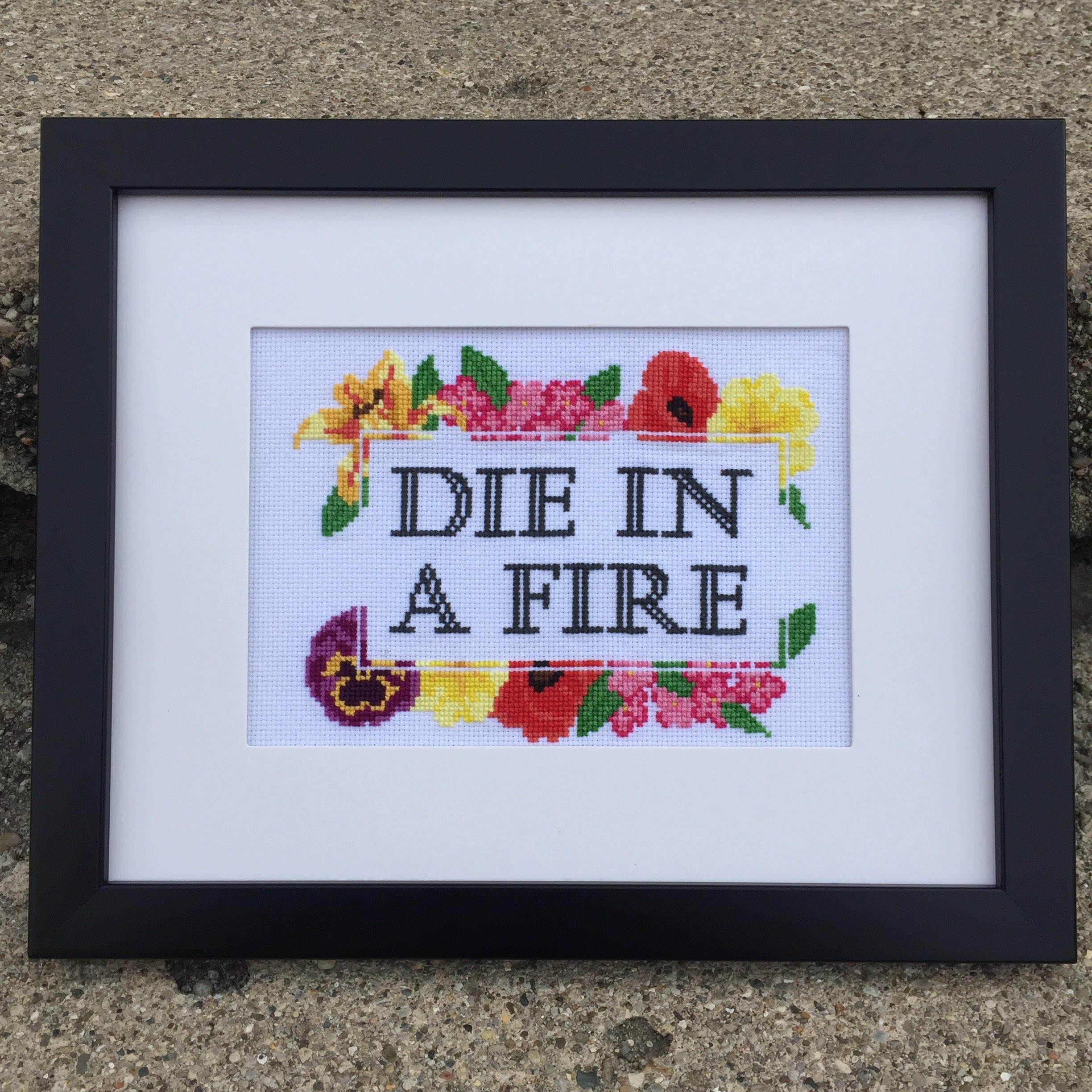 Custom Cross Stitch in Floral Frame || selling Subversive cross stitch