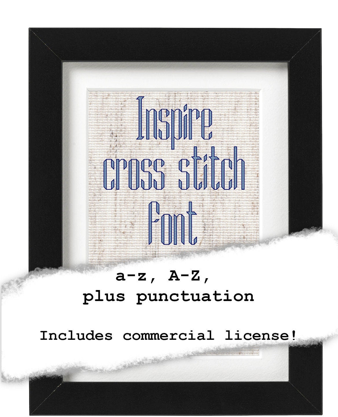 Inspire cross stitch typeface alphabet - instant PDF Download