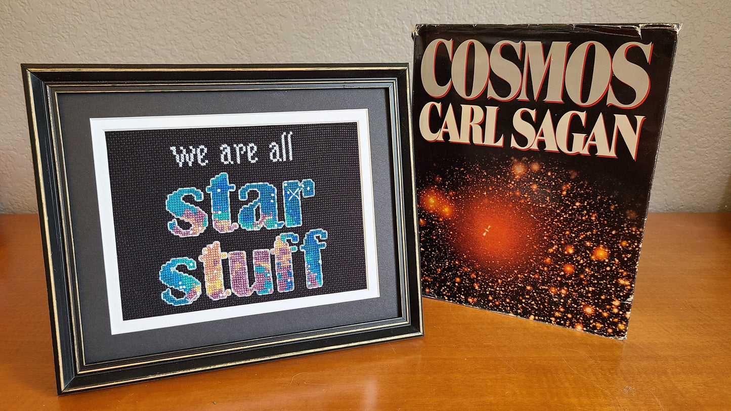 Carl Sagan Quote Cross Stitch Pattern: "We are all Star Stuff" feat. NASA Hubble Nebula image