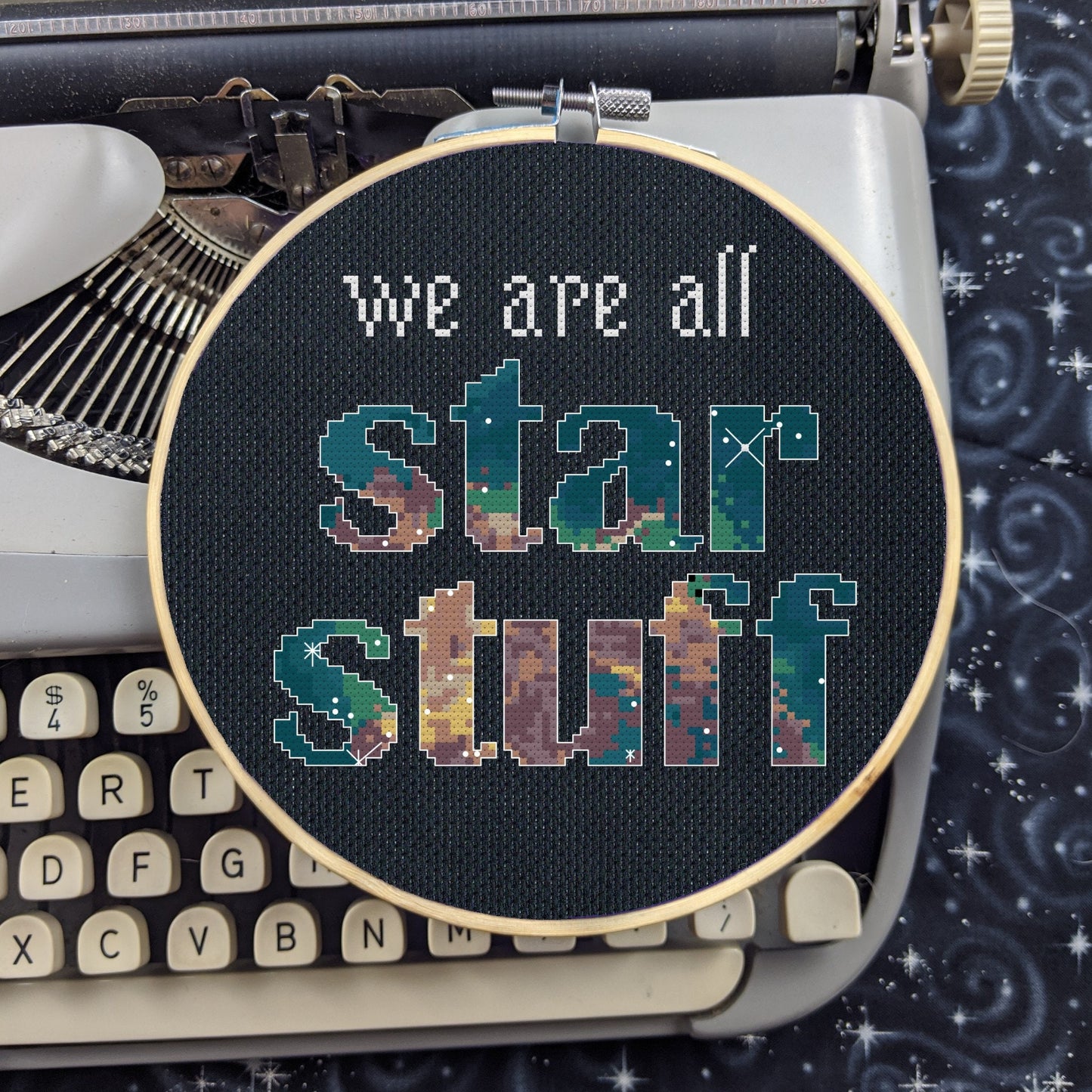 Carl Sagan Quote Cross Stitch Pattern: "We are all Star Stuff" feat. NASA Hubble Nebula image