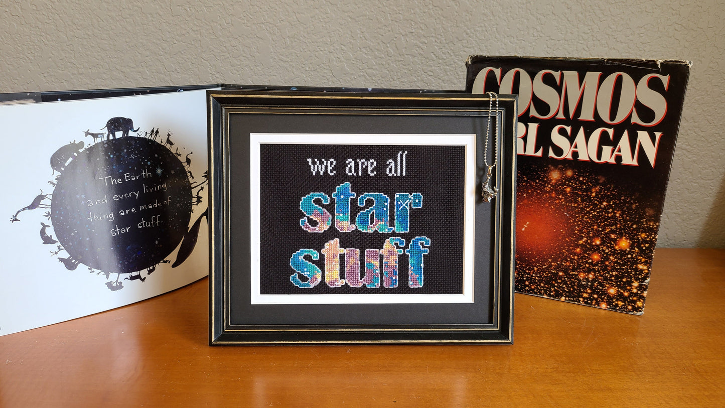 Carl Sagan Quote Cross Stitch Pattern: "We are all Star Stuff" feat. NASA Hubble Nebula image